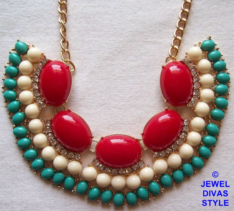 Red, blue and white ebay necklace