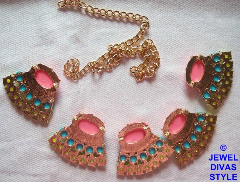 pink, blue and yellow ebay necklace undone